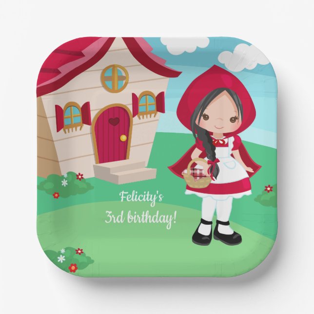 Little Red Riding Hood Fairytale Girls Birthday Paper Plates (Front)