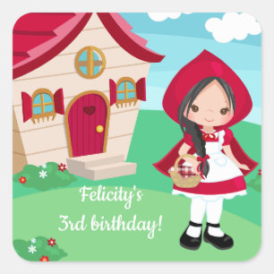 Little Red Riding Hood Fairytale Girls Birthday Square Sticker