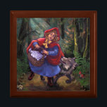 Little Red Riding Hood Gift Box<br><div class="desc">Little Red Riding Hood Art ornament features our original art of a girl in a red hooded cape carrying a basket of goodies covered with a purple and white checkered cloth accompanied by the big bad wolf in a deep dark forest on the path to granny's house. On the back...</div>