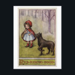 Little Red Riding Hood Illustration Postcard<br><div class="desc">This postcard is a reproduction of a vintage illustration from a children's book showing Little Red Riding Hood and the wolf.</div>