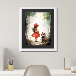Little Red Riding Hood illustration, room decor