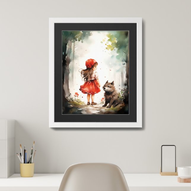 Little Red Riding Hood illustration, room decor (Home Office)