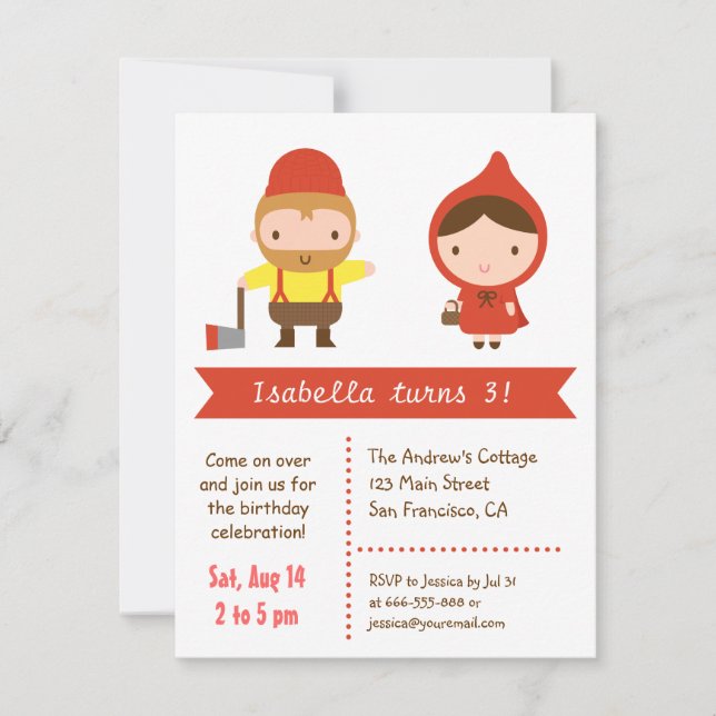 Little Red Riding Hood Kids Birthday Party Invitation (Front)