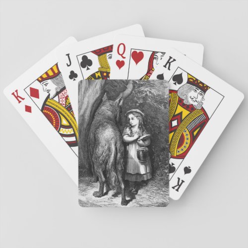 Little Red Riding Hood Meets Old Father Wolf Playing Cards