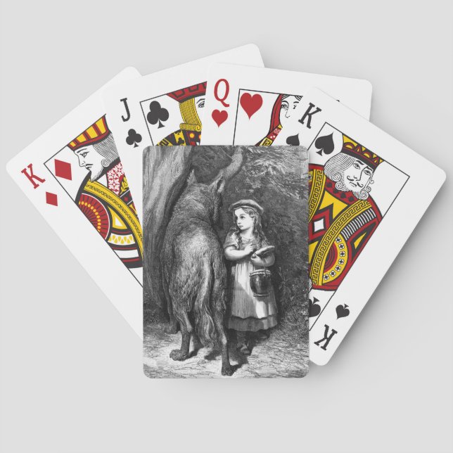 Little Red Riding Hood Meets Old Father Wolf Poker Cards (Back)