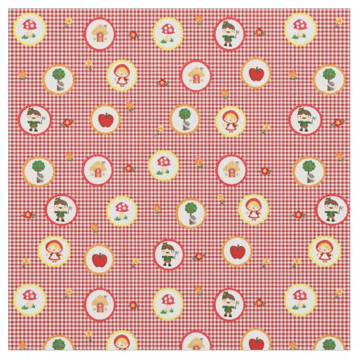 Little Red Riding Hood on Red and White Gingham Fabric