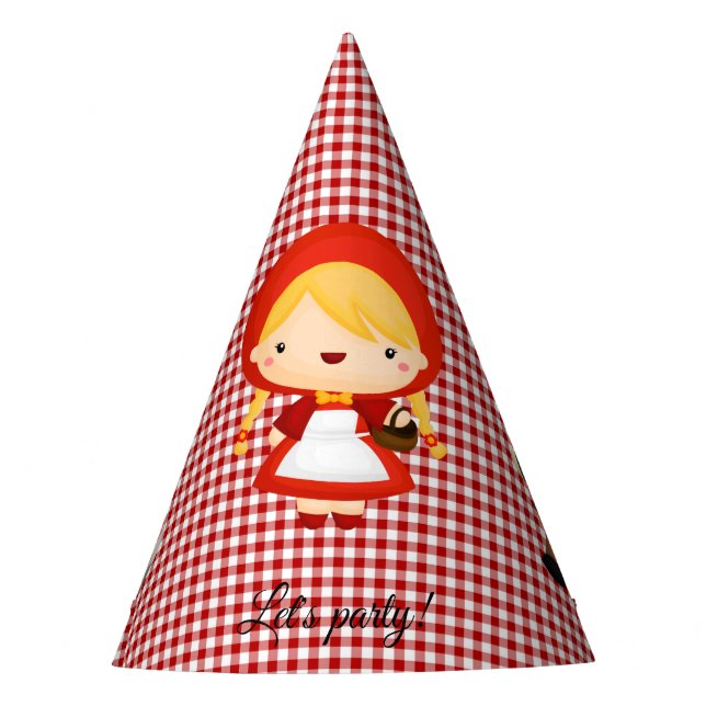Little Red Riding Hood on Red Gingham Party Hat (Front)