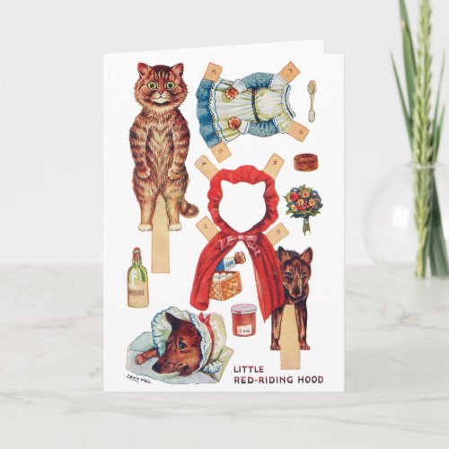 Little Red Riding Hood Paper Doll Louis Wain Card