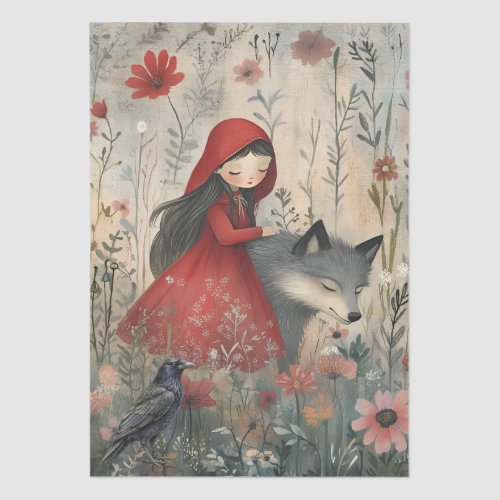 Little Red Riding Hood & Raven Themed Decoupage Tissue Paper