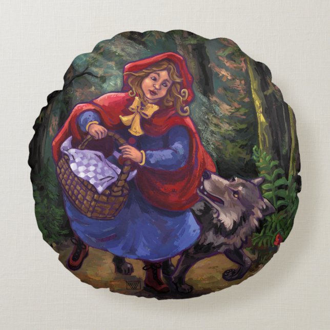 Little Red Riding Hood Round Pillow (Front)