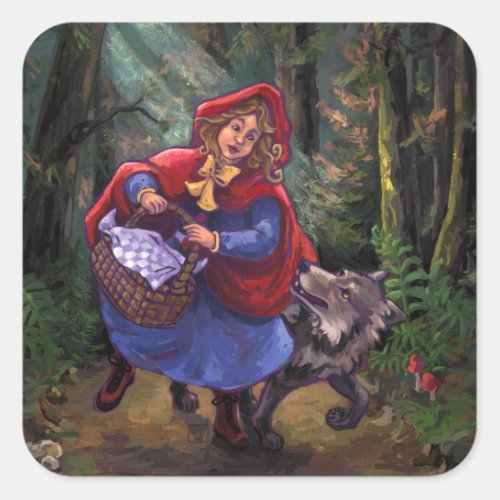 Little Red Riding Hood Square Sticker