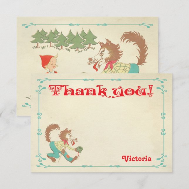 Little Red Riding Hood Thank You Note Invitation (Front/Back)