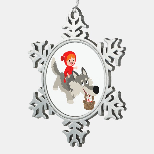 Little Red Riding Hood & The Wolf Pewter Ornament (Right)