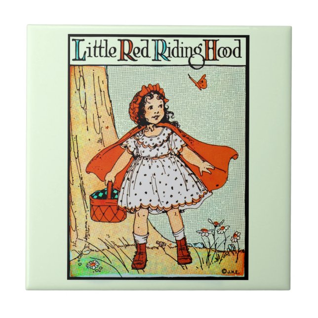Little Red Riding Hood Vintage Cute Ceramic Tile (Front)