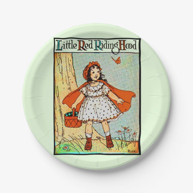 Little Red Riding Hood Vintage Cute Paper Plates (Front)