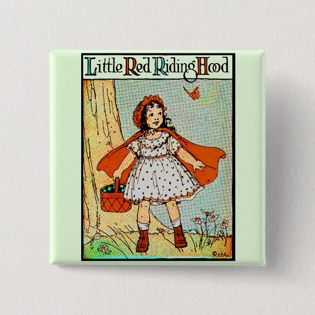 Little Red Riding Hood Vintage Cute Pinback Button (Front)