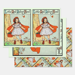 Little Red Riding Hood Vintage Cute Wrapping Paper Sheets