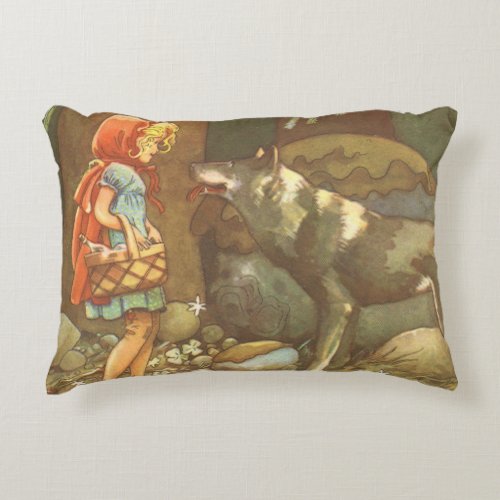 Little Red Riding Hood Vintage Fairy Tale Accent Pillow