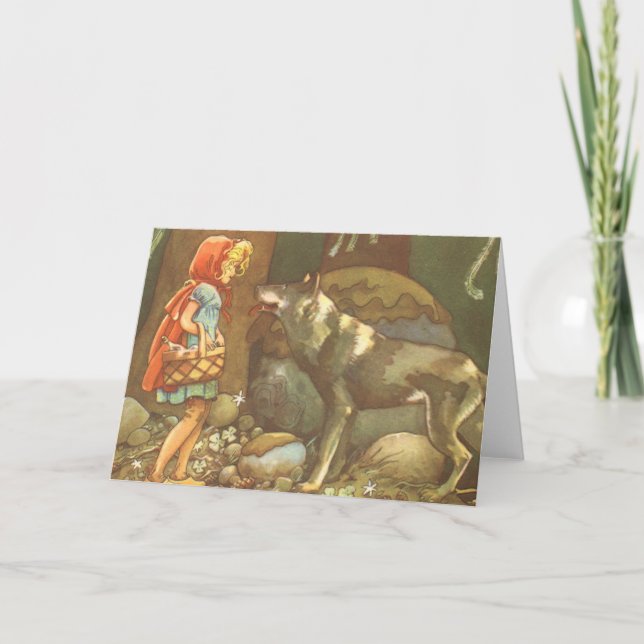 Little Red Riding Hood, Vintage Fairy Tale Card (Front)