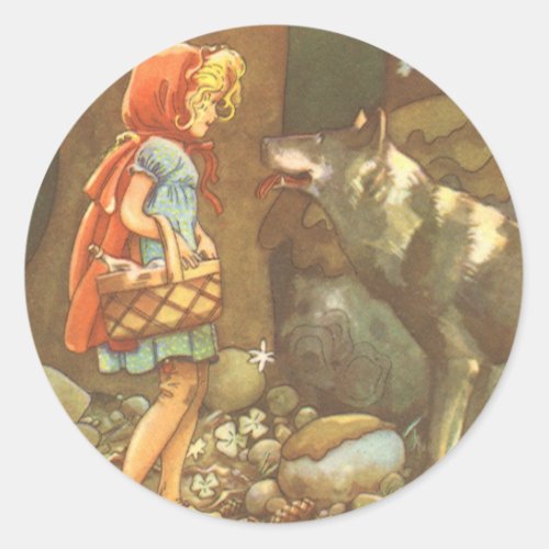 Little Red Riding Hood Vintage Fairy Tale Classic Round Sticker