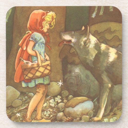 Little Red Riding Hood Vintage Fairy Tale Coaster