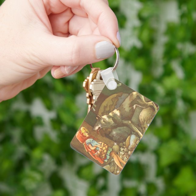 Little Red Riding Hood, Vintage Fairy Tale Keychain (Hand)