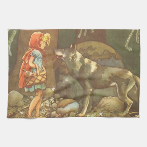 Little Red Riding Hood Vintage Fairy Tale Kitchen Towel