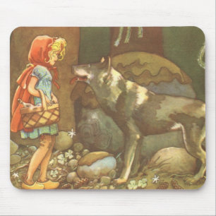 Little Red Riding Hood, Vintage Fairy Tale Mouse Pad