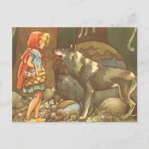 Little Red Riding Hood Vintage Fairy Tale Postcard