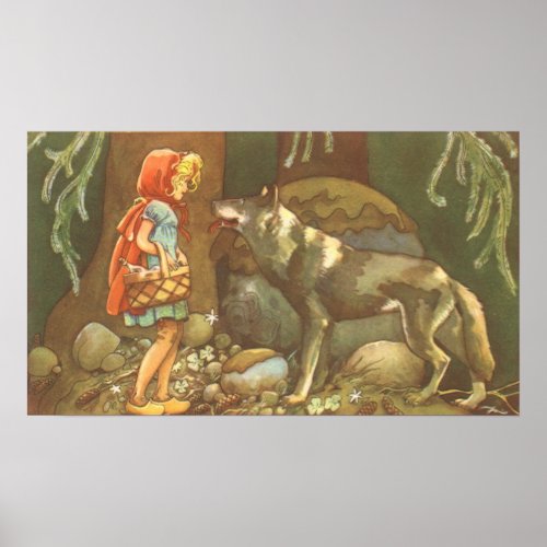 Little Red Riding Hood Vintage Fairy Tale Poster