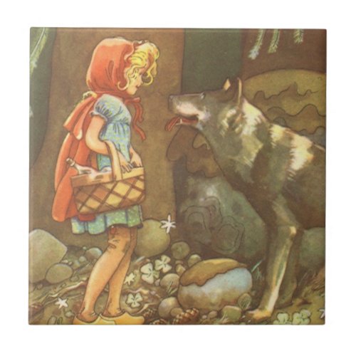 Little Red Riding Hood Vintage Fairy Tale Tile