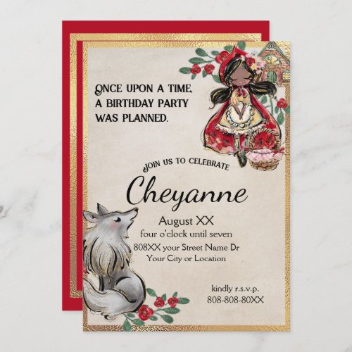 Little Red Riding Hood With Black Hair Invitation