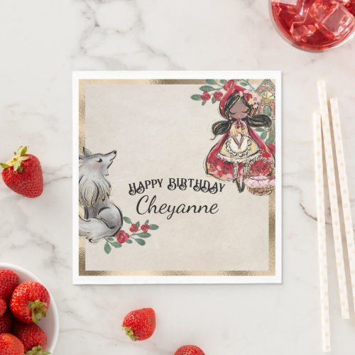 Little Red Riding Hood With Black Hair Napkins