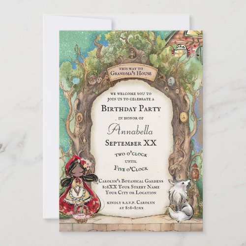 Little Red Riding Hood with Dark Skin Fairy Tale Invitation