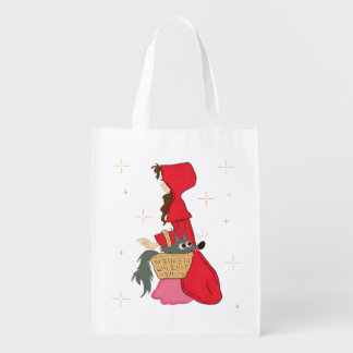 Little Red Riding Hood with Wolf in Basket Grocery Bag