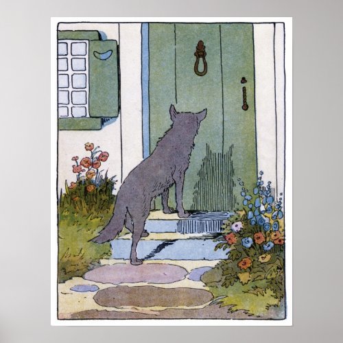 Little Red Riding Hood Wolf at the Door Poster