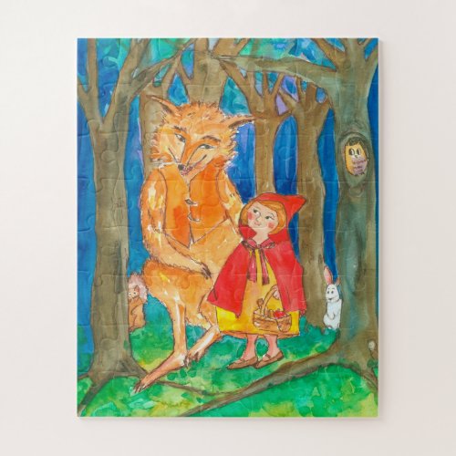 Little Red Riding Hood Wolf Owl Forest Kids Jigsaw Puzzle