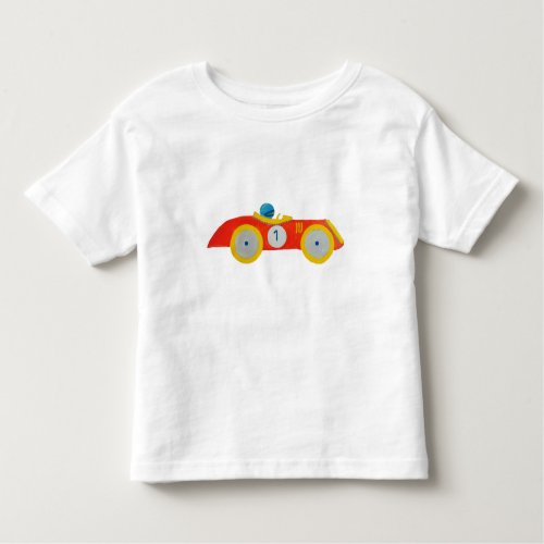 Little Red Roadster Racing Car Child 1st Birthday Toddler T_shirt