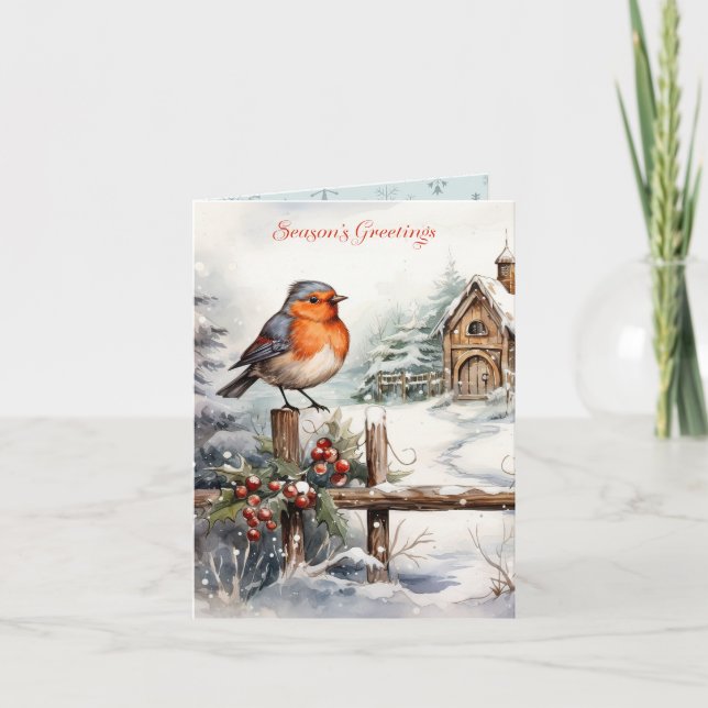 Little Red Robin Christmas Card (Front)