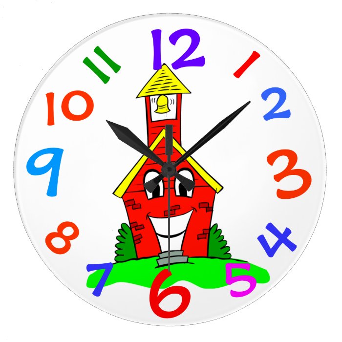 Little Red School House Kids Room Wall Clock