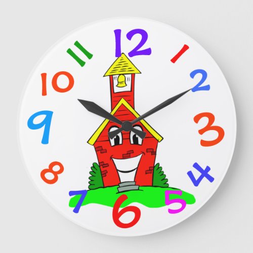 Little Red School House Kids Room Wall Clock