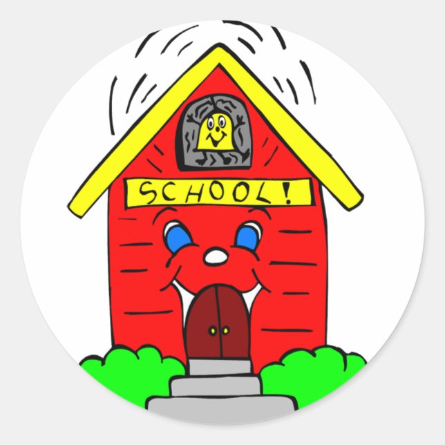 Little Red Schoolhouse Classic Round Sticker (Front)