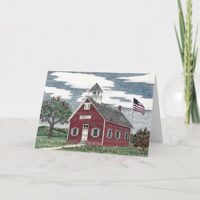 Little Red Schoolhouse Personalized Note Cards (Front)