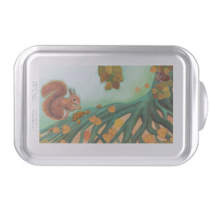 Little Red Squirrel Eats Hazelnuts Illustration Cake Pan