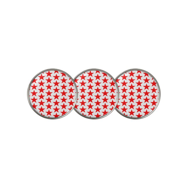 Little Red Stars Pattern Golf Ball Marker (3 Up)