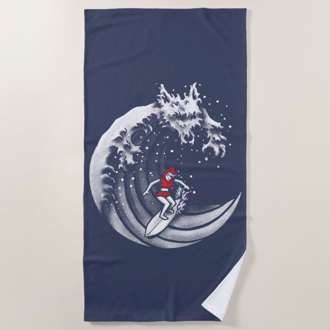Little Red Surfing Hood Beach Towel (Front)