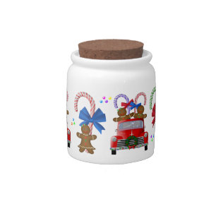 Little Red Truck, Candy Canes & Gingerbread People Jar