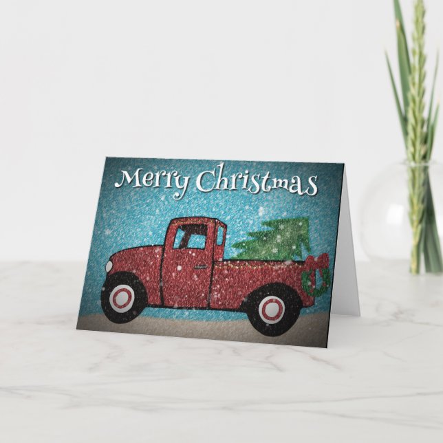 Little Red Truck Christmas Card (Front)
