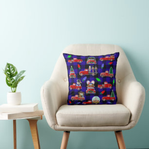 Little Red Truck Christmas Reversable Throw Pillow