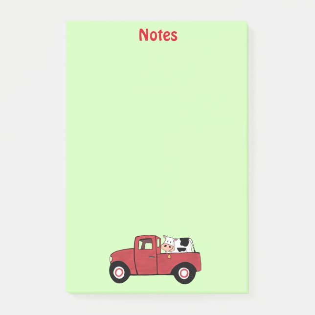 Little Red Truck Cow Post-it Notes (Front)